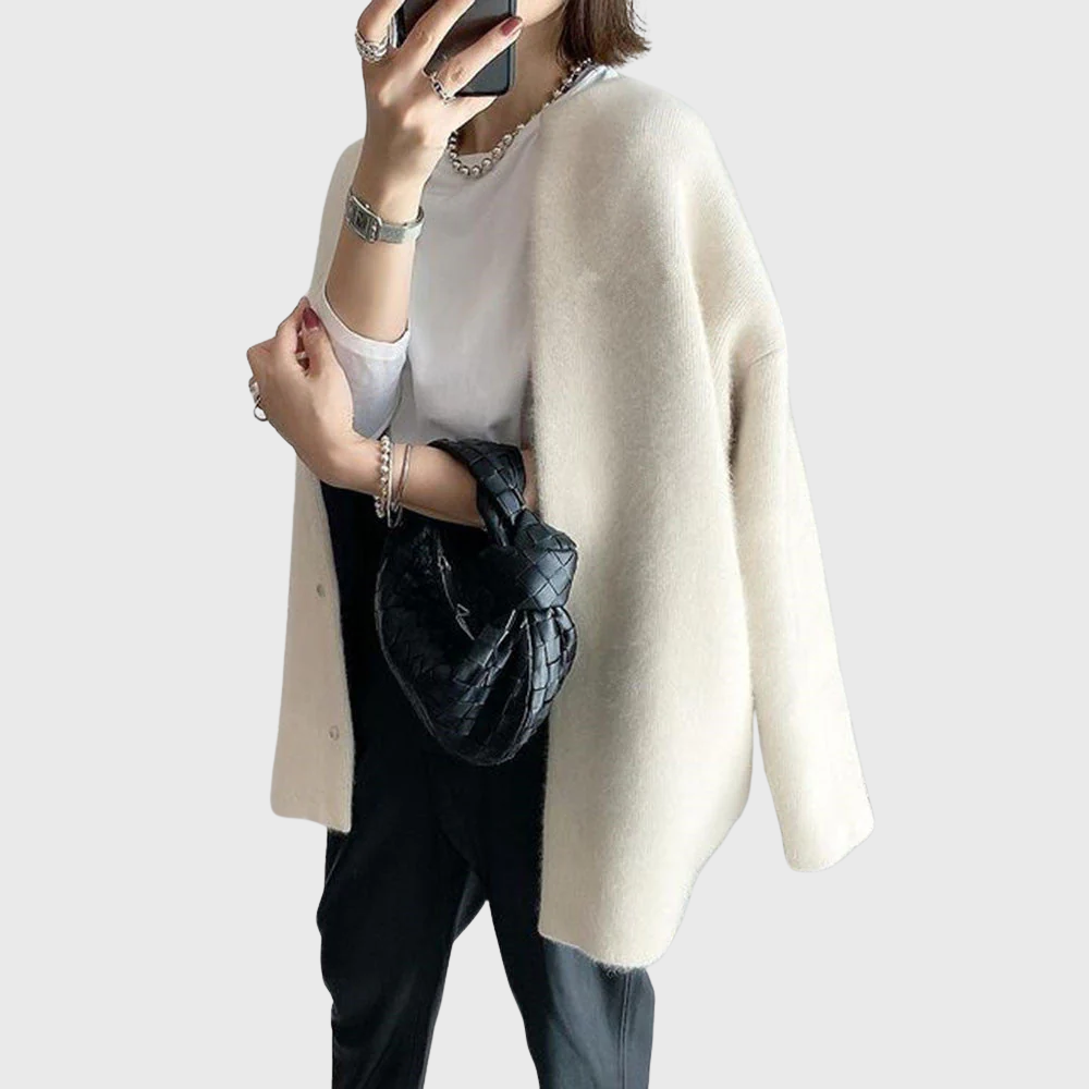 Women's Relaxed Longline Open Front Knit Cardigan