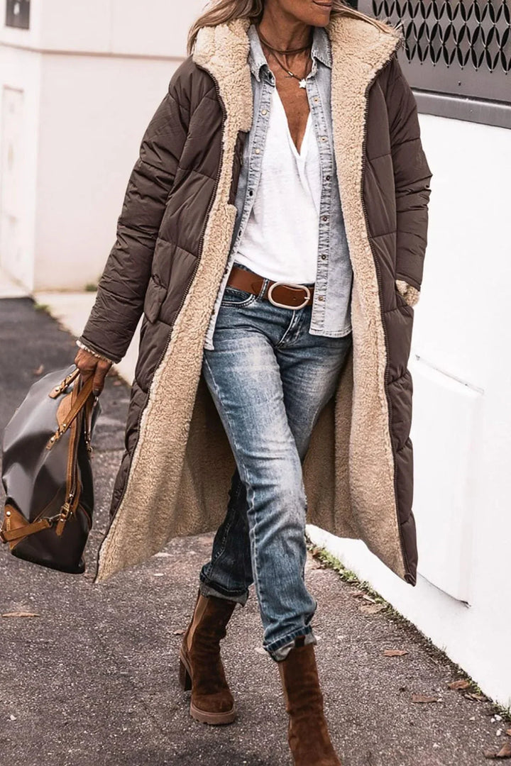 Women's Elegant Hooded Quilted Down Puffer Jacket