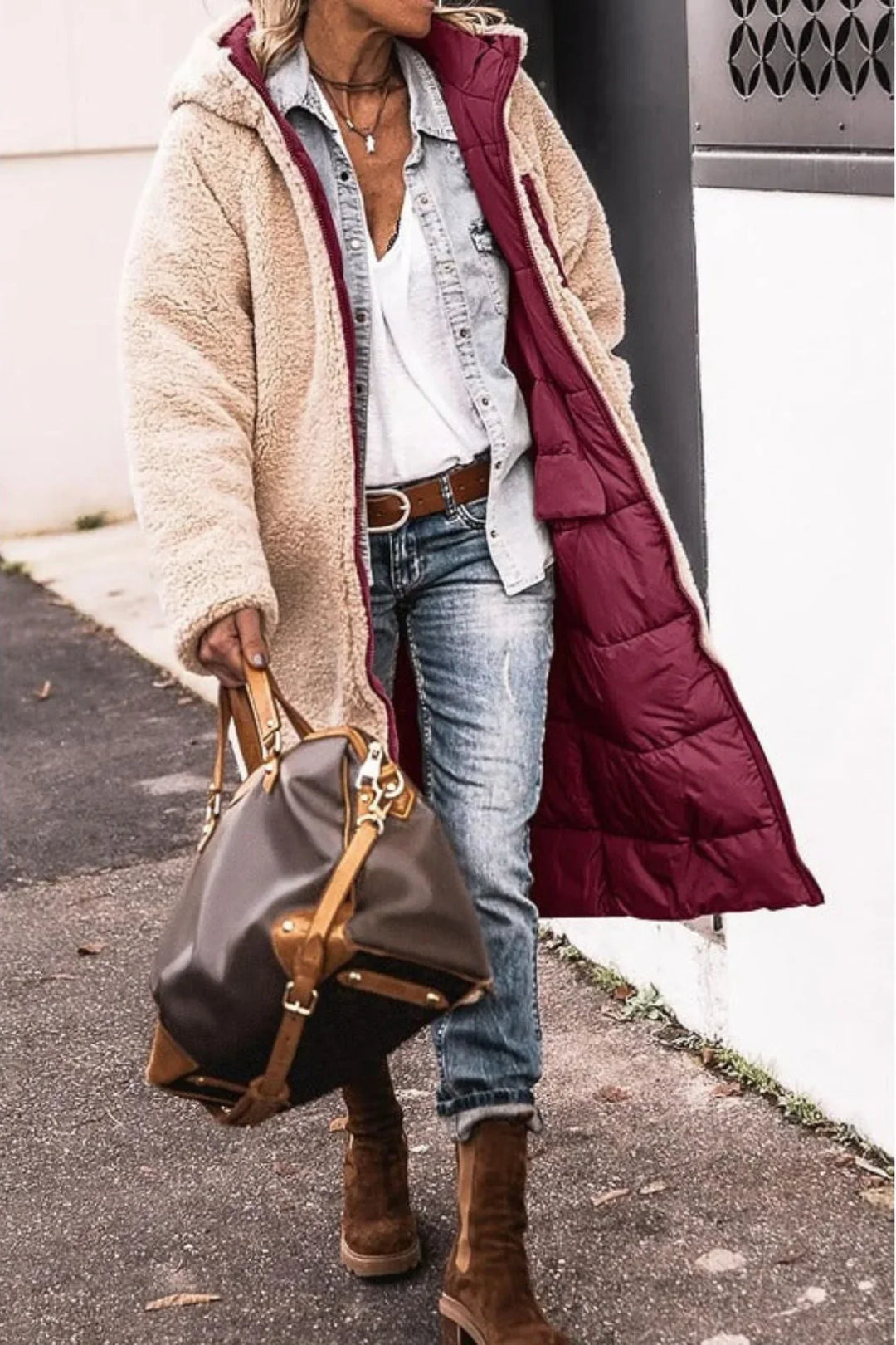 Women's Elegant Hooded Quilted Down Puffer Jacket