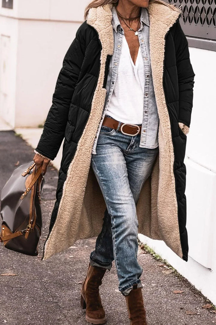Women's Elegant Hooded Quilted Down Puffer Jacket