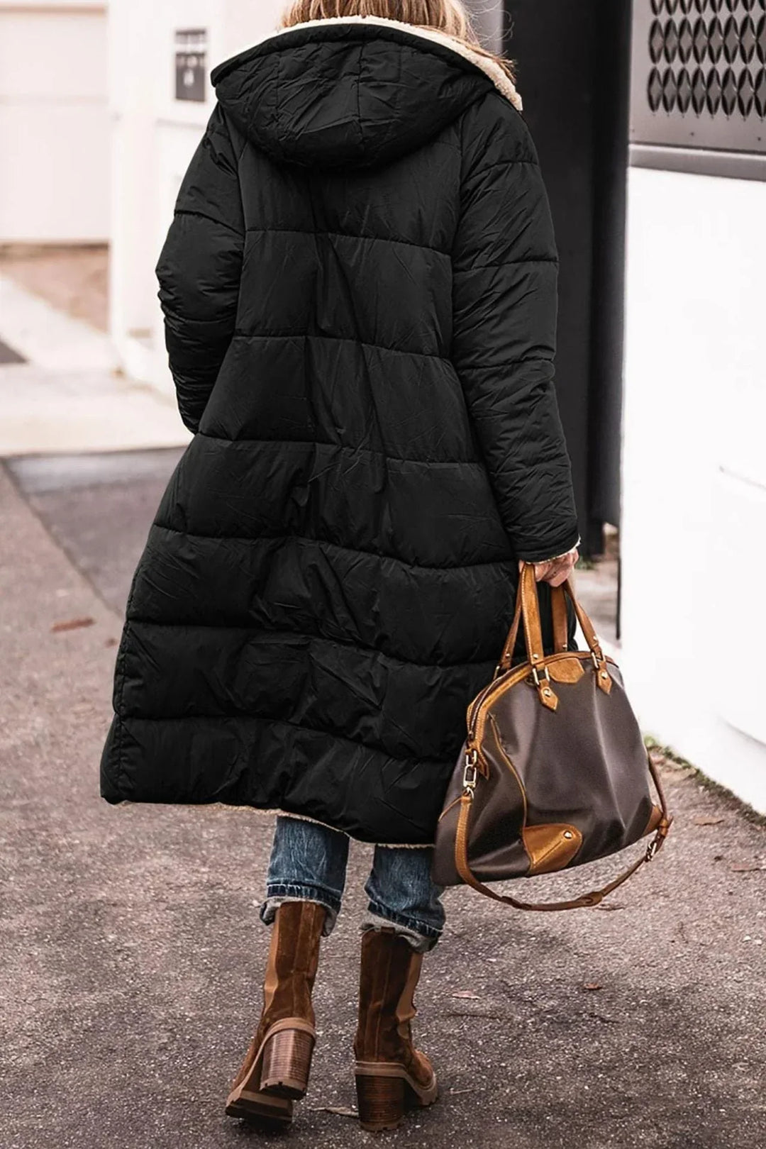 Women's Elegant Hooded Quilted Down Puffer Jacket