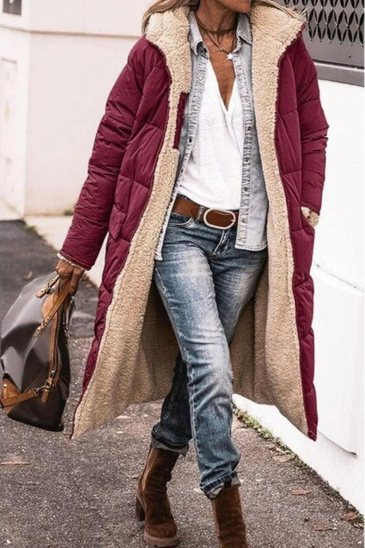 Women's Elegant Hooded Quilted Down Puffer Jacket