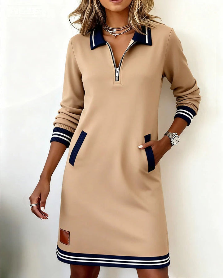 Women's Cotton Midi Dress for Winter Weddings in Beige