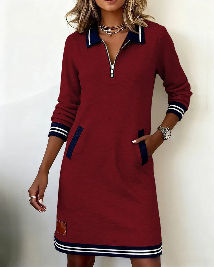 Women's Cotton Midi Dress for Winter Weddings in Red