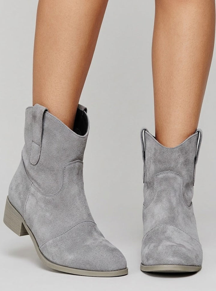 Women's Durable Knee-High Western Boots for Fall in Grey
