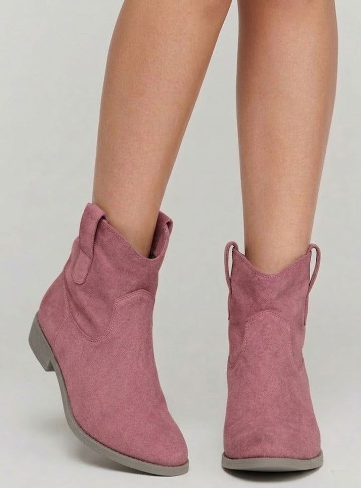 Women's Durable Knee-High Western Boots for Fall in Purple Pink