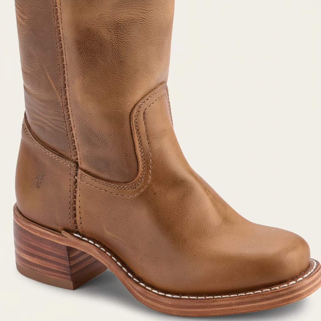 Women's Smart Leather Knee High Boots with Block Heel