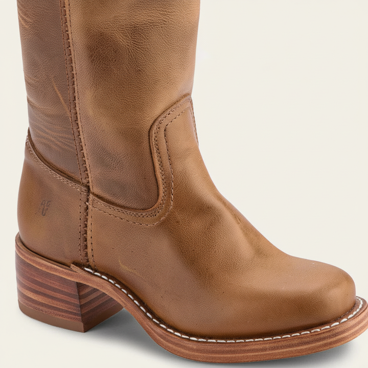 Women's Smart Leather Knee High Boots with Block Heel