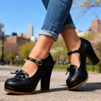 Claire | Women's Elegant Leather Flats with Vintage Bow
