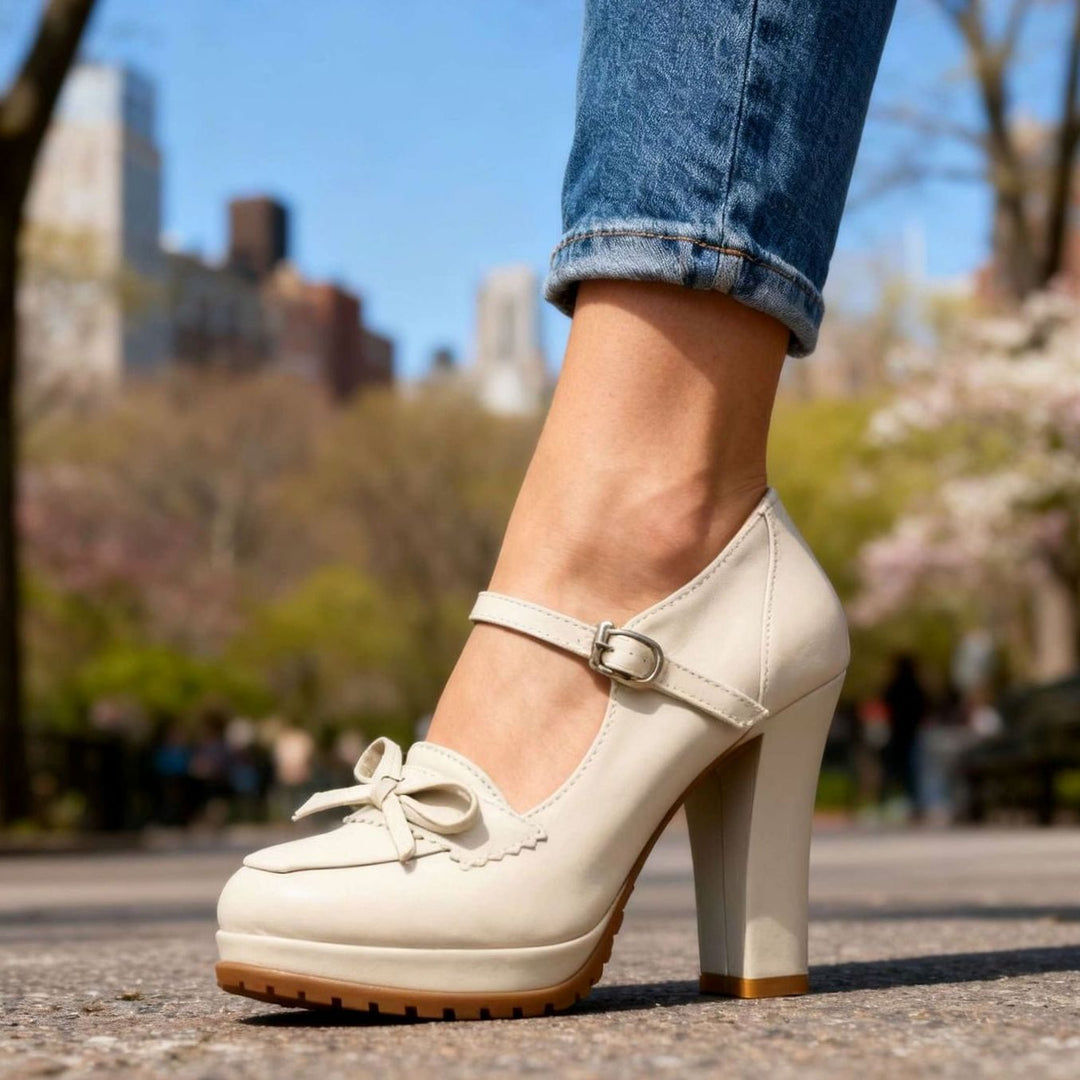 Women's Elegant Leather Flats with Vintage Bow (2)