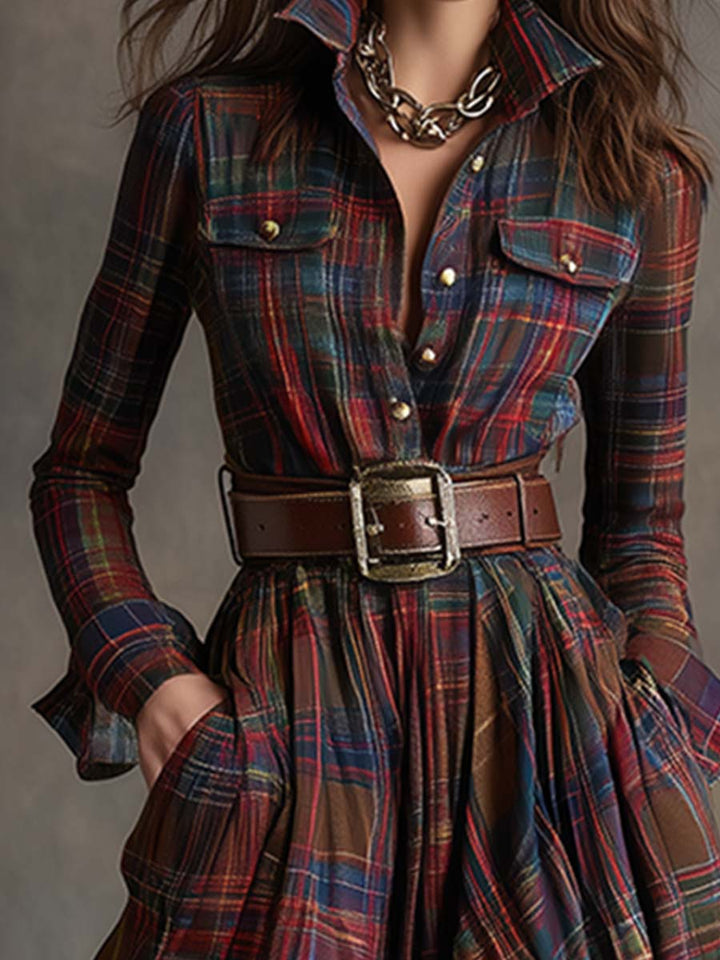 Women's Elegant Party Dress in Vintage Plaid (3)