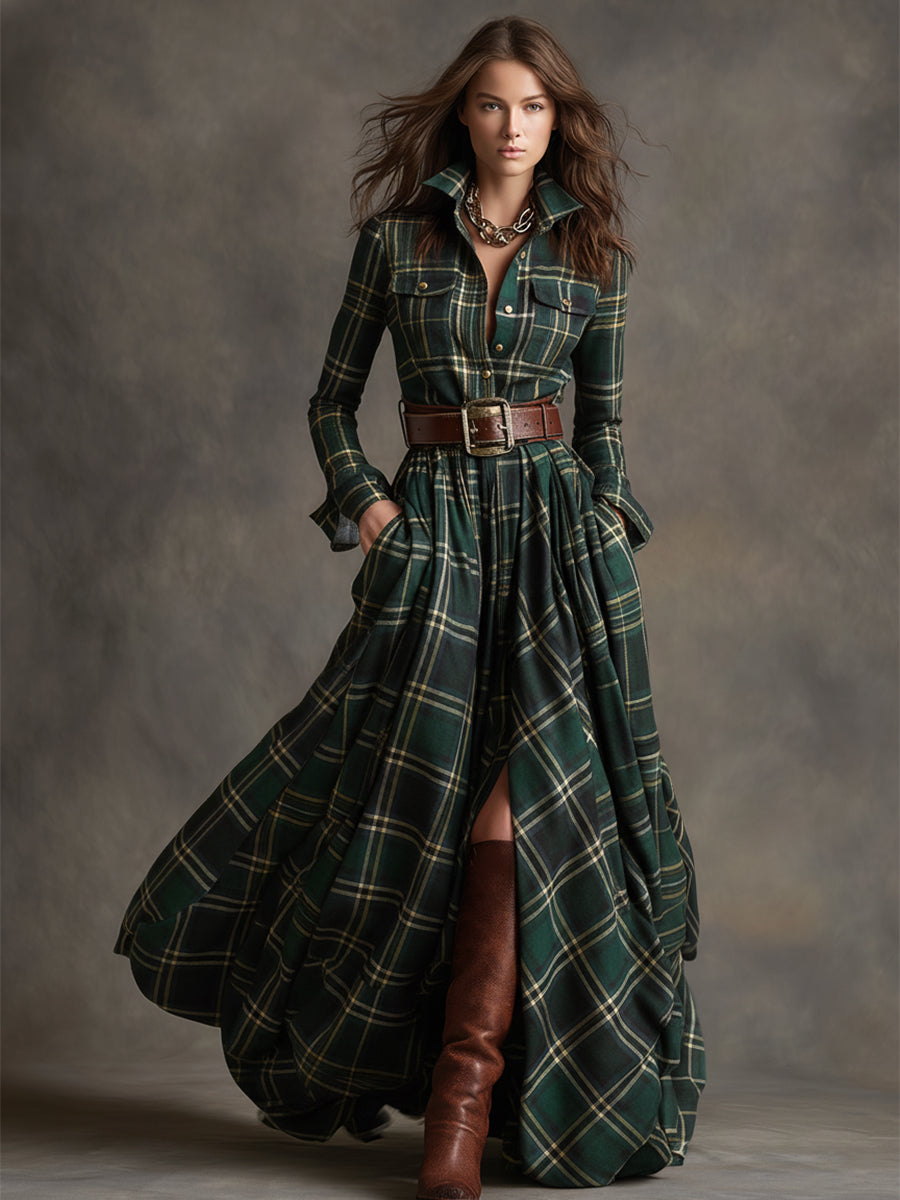 Women's Elegant Party Dress in Vintage Plaid (5)