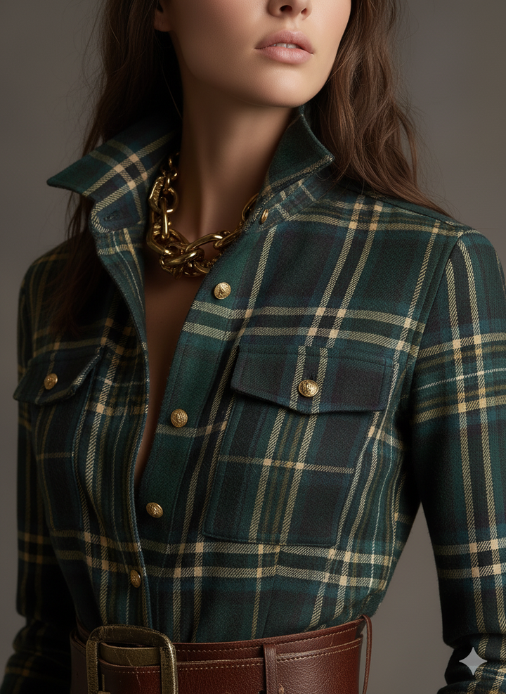 Women's Elegant Party Dress in Vintage Plaid (6)