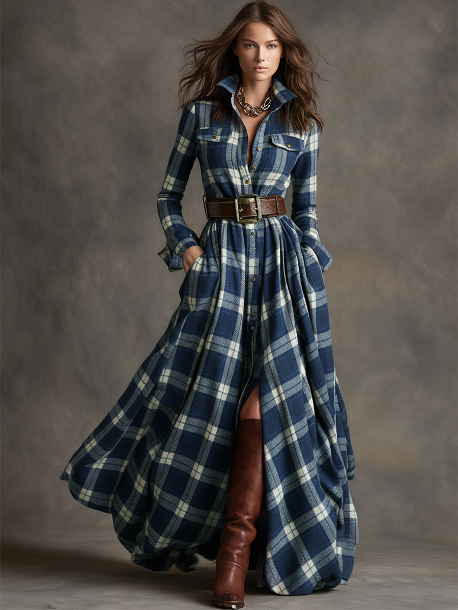 Women's Elegant Party Dress in Vintage Plaid (8)