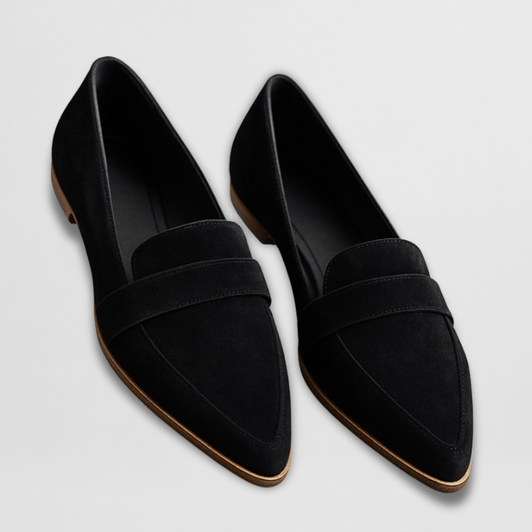 Women's Elegant Suede Slip-On Flats in Black