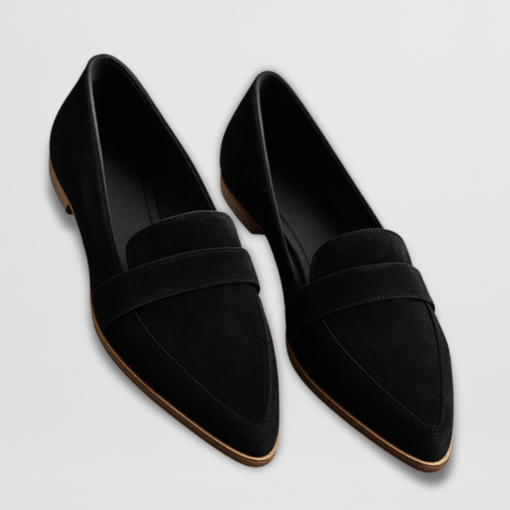 Women's Elegant Suede Slip-On Flats in Black