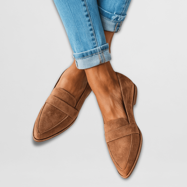 Women's Elegant Suede Slip-On Flats in Brown