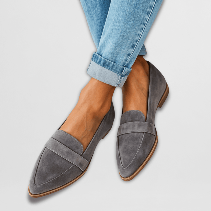 Women's Elegant Suede Slip-On Flats in Grey