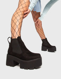 Natalie | Women's Fall Boots Black Suede Chunky Platform