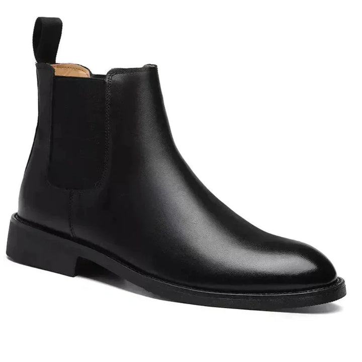 Women's Fall Boots Chelsea Ankle Slip-On in Black Leather