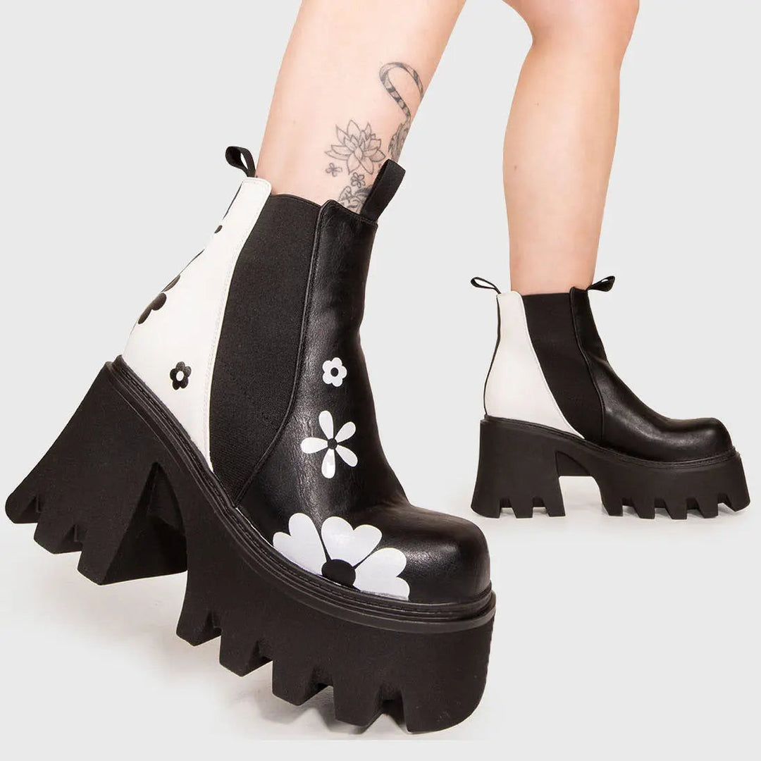 Women's Fall Boots Chunky Platform Ankle Black (3)