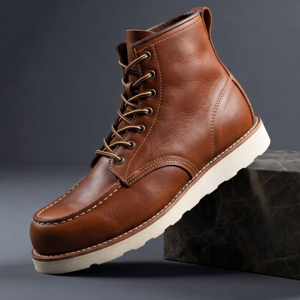 Women's Fall Boots in Hand-Crafted Leather in Cognac Brown
