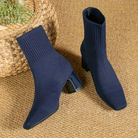 Emma | Women's Fall Boots Knit Ankle Block Heel