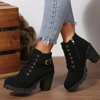 Aubrey | Women's Fall Boots Lace-Up with Block Heel