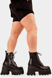 Camila | Women's Fall Boots Patent Leather Chunky Platform