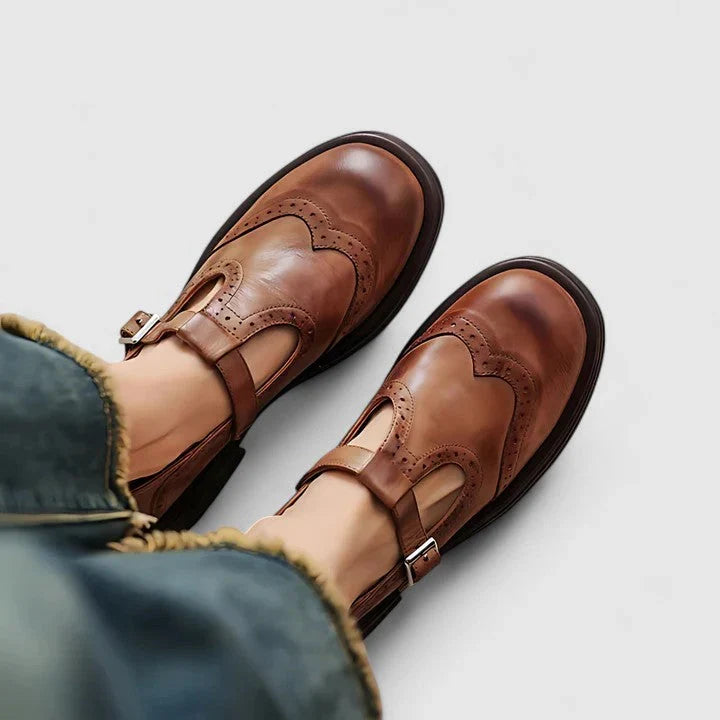 Women's Fall Boots T-Strap Leather