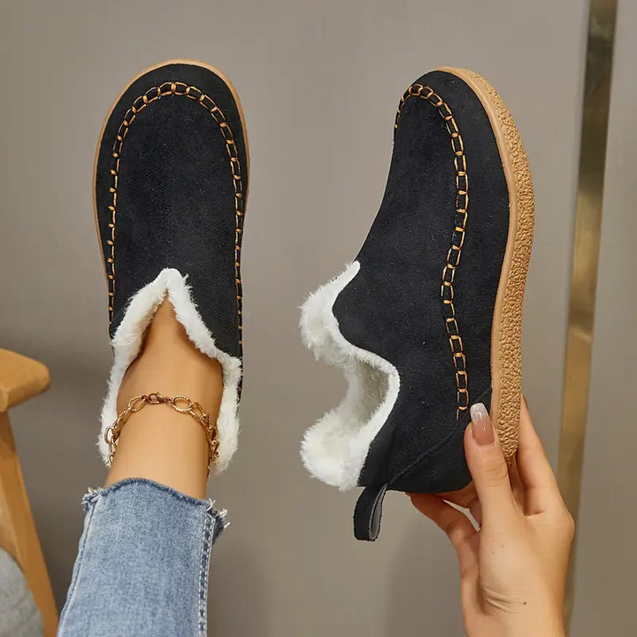 Women's Fall Boots with Faux Fur Lining in Black