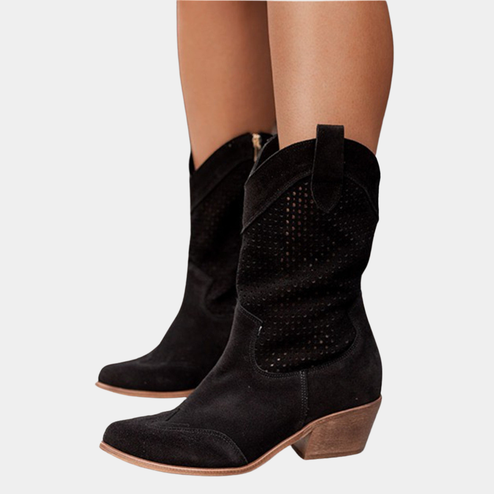 Women's Stylish Brown Suede Pointed Toe Western Boots