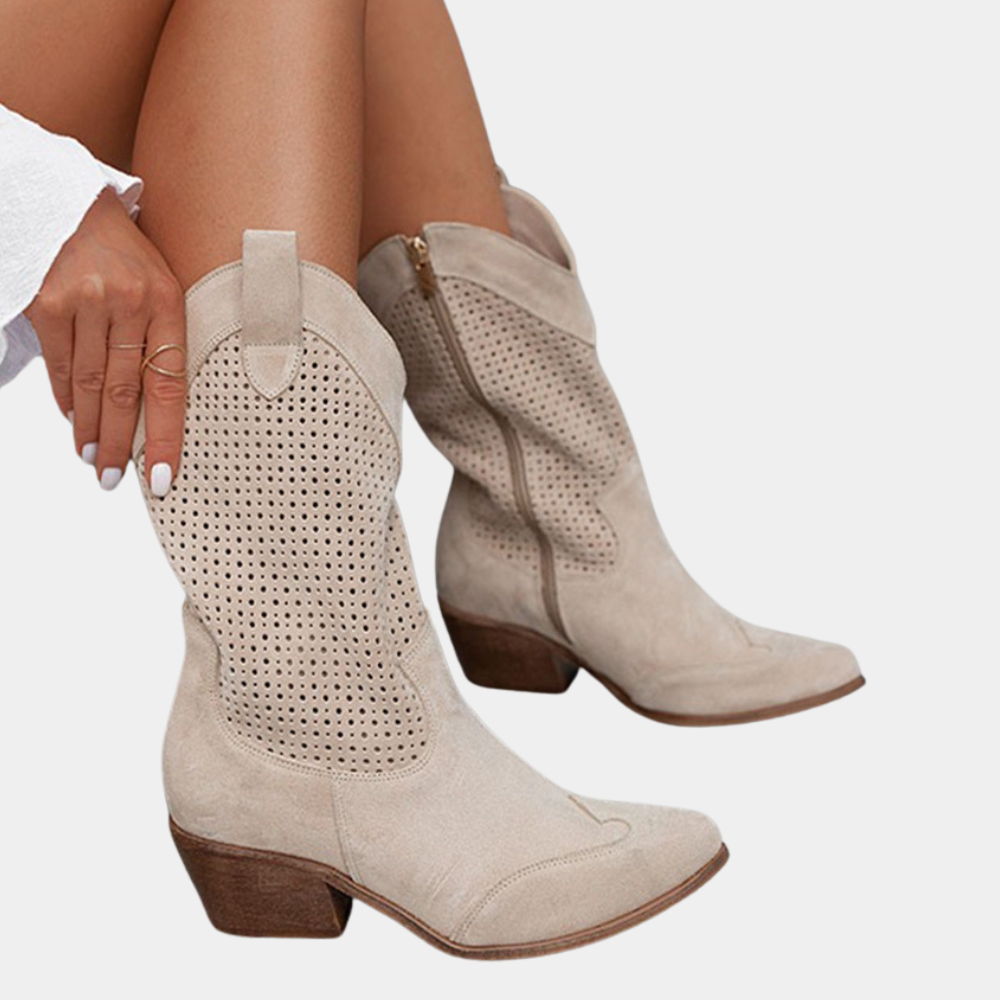 Women's Stylish Brown Suede Pointed Toe Western Boots