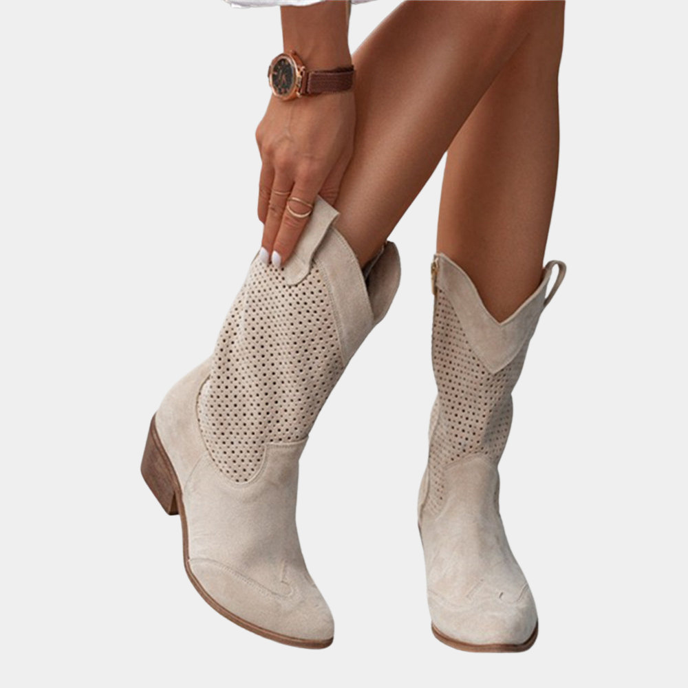 Women's Stylish Brown Suede Pointed Toe Western Boots