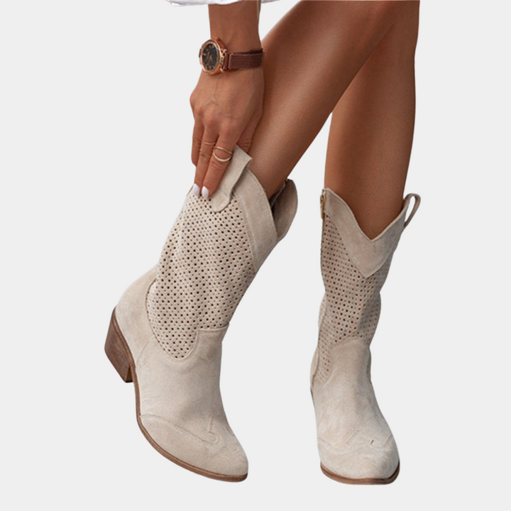 Women's Stylish Brown Suede Pointed Toe Western Boots