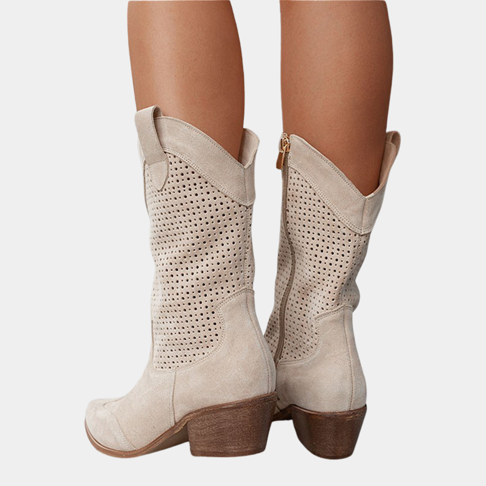 Women's Stylish Brown Suede Pointed Toe Western Boots