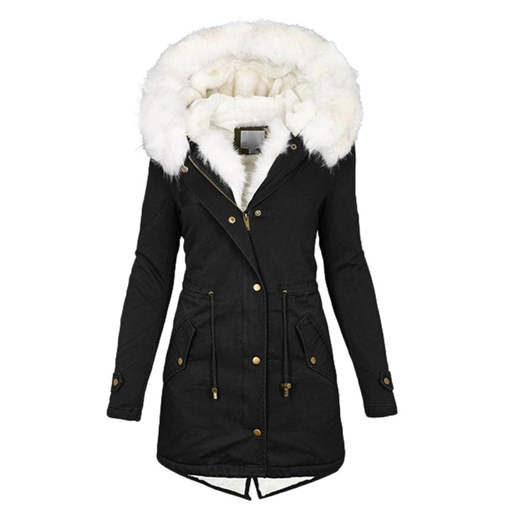Women's Fleece-Lined Winter Jacket for Autumn in Black