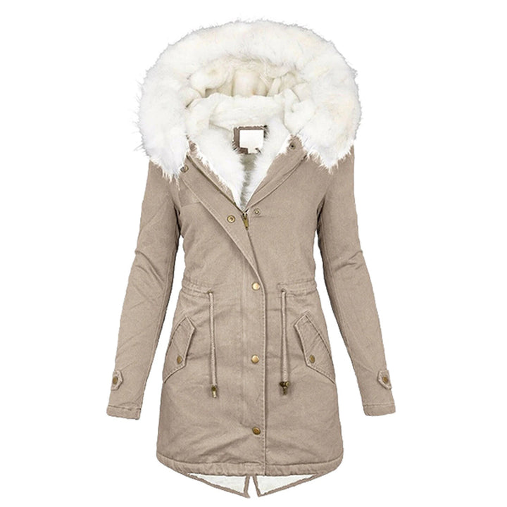 Women's Fleece-Lined Winter Jacket for Autumn in Khaki