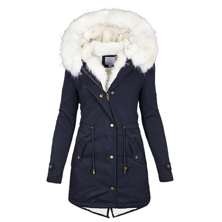 Women's Fleece-Lined Winter Jacket for Autumn in Navy