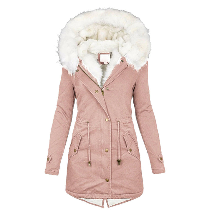 Women's Fleece-Lined Winter Jacket for Autumn in Pink