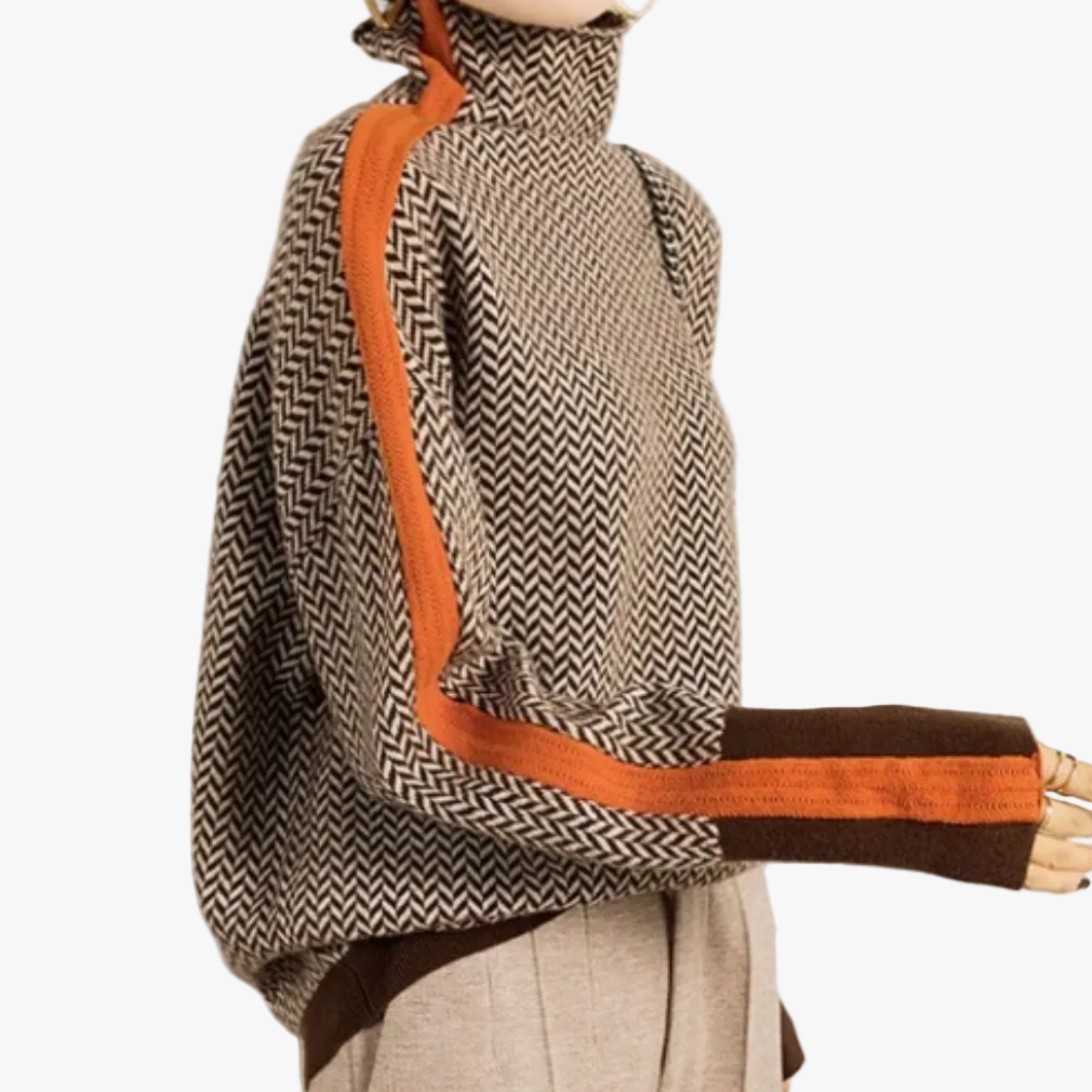 Women's Stylish Striped Knit Turtleneck Sweater