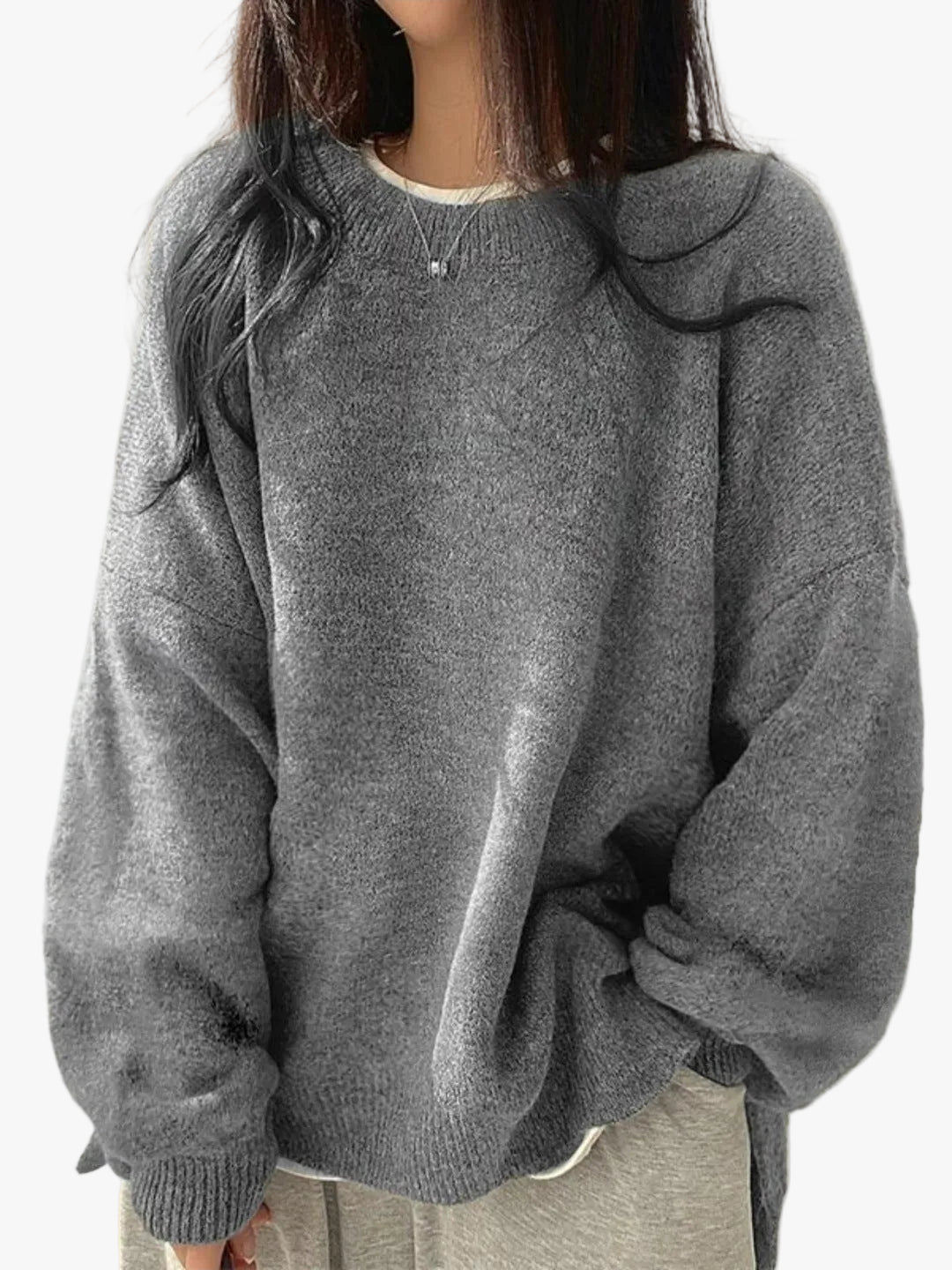 Women's Pretty Oversized Knit Crewneck Sweater