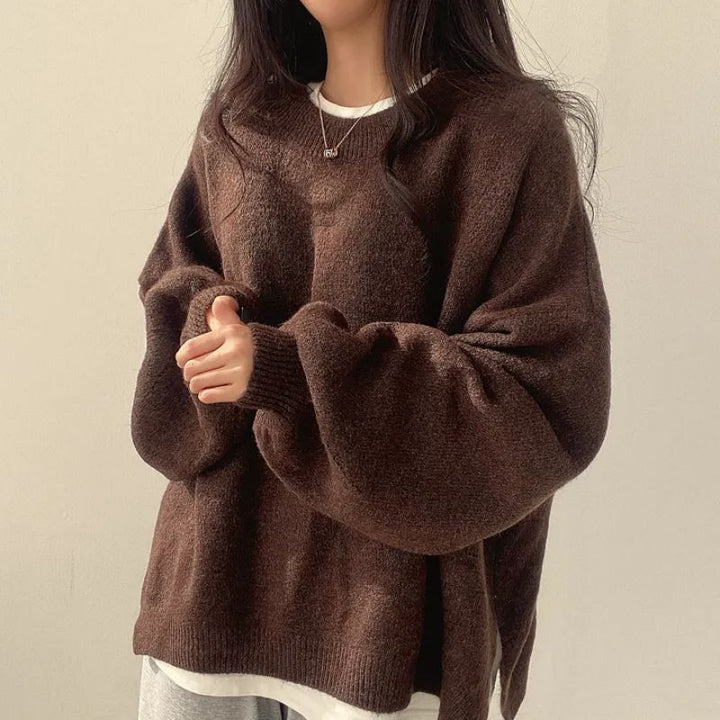 Women's Pretty Oversized Knit Crewneck Sweater
