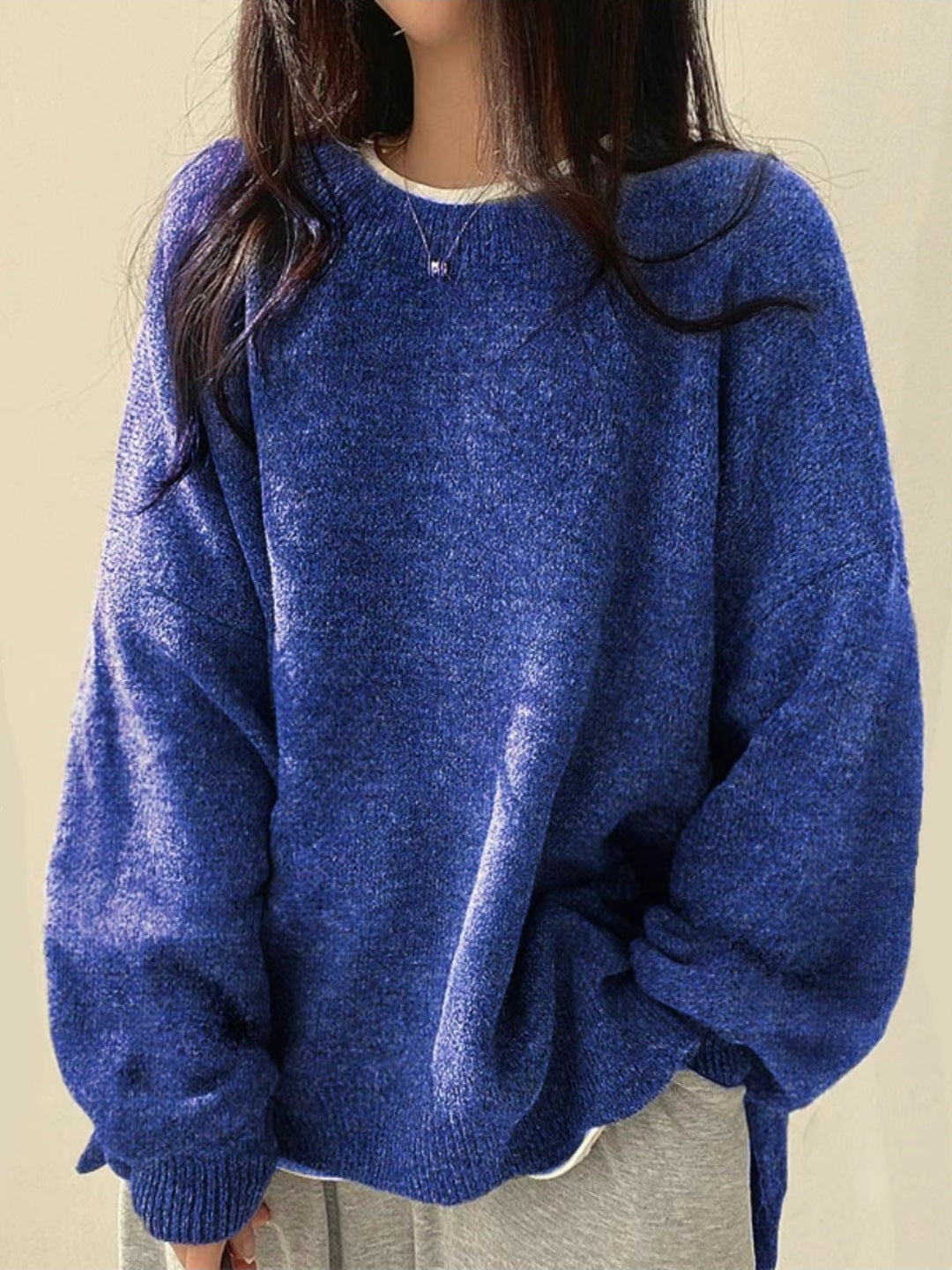 Women's Pretty Oversized Knit Crewneck Sweater