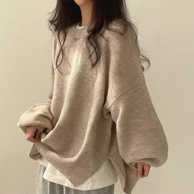 Women's Pretty Oversized Knit Crewneck Sweater