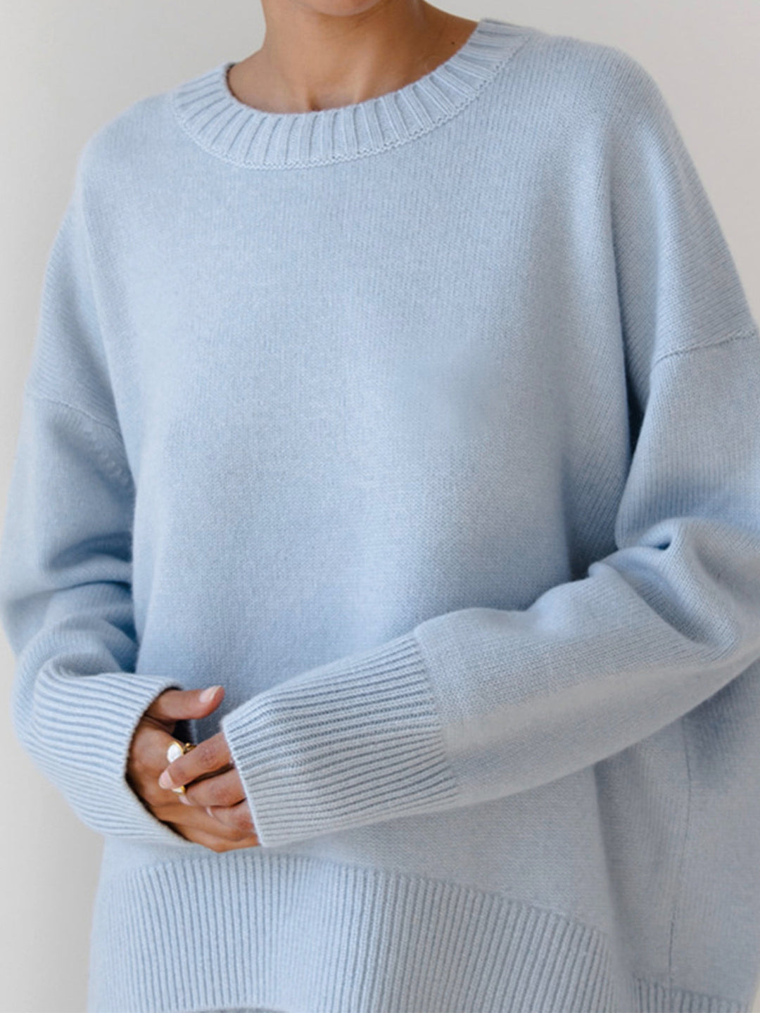 Women's Sophisticated Ribbed Knit Crewneck Sweater