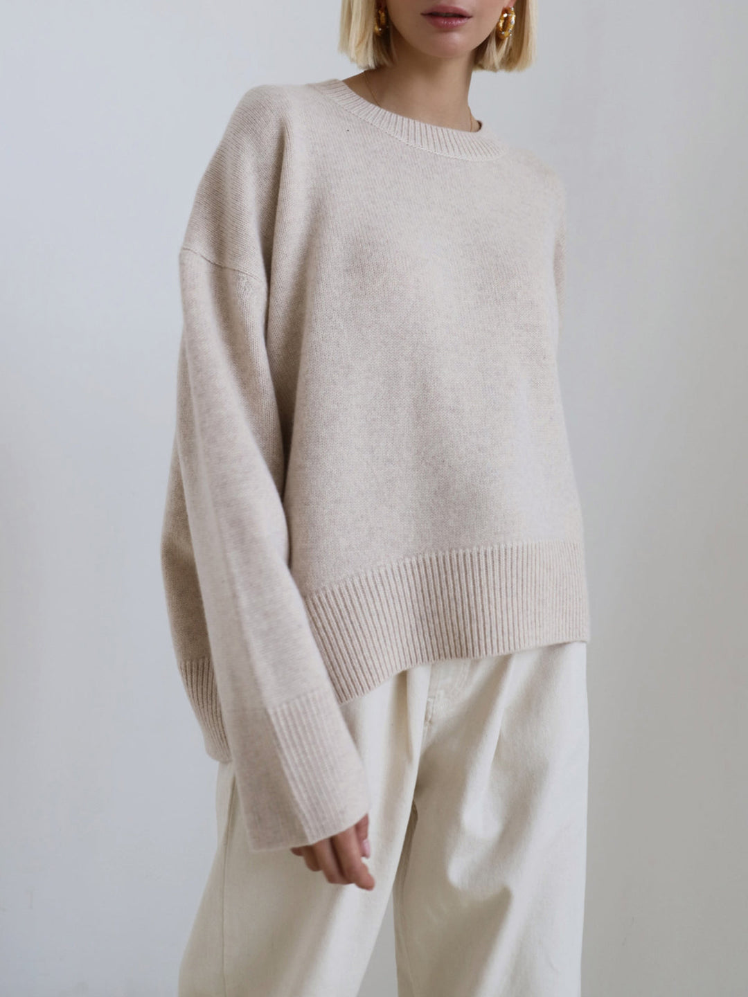 Women's Sophisticated Ribbed Knit Crewneck Sweater