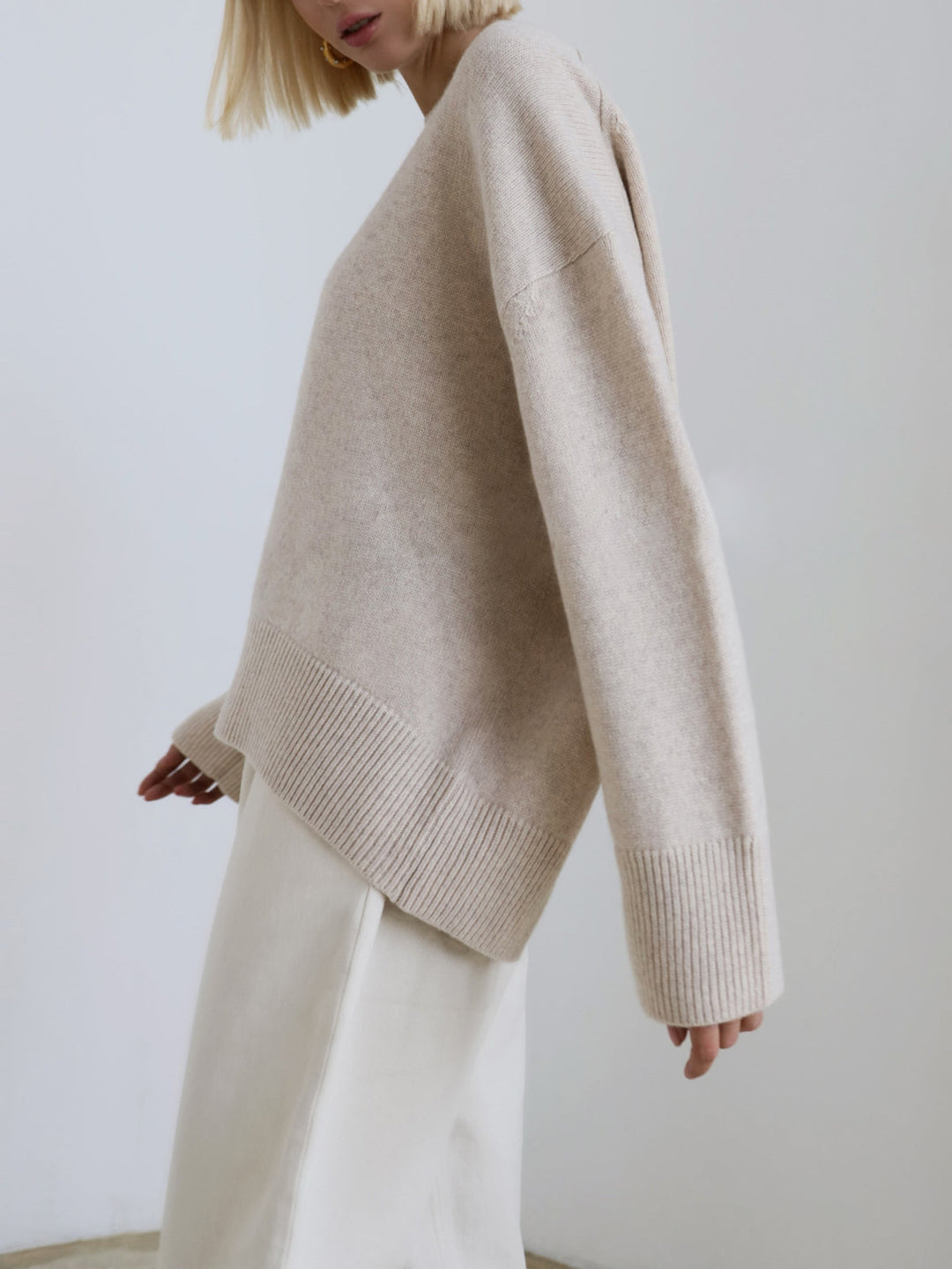 Women's Sophisticated Ribbed Knit Crewneck Sweater