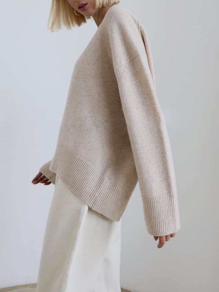 Women's Sophisticated Ribbed Knit Crewneck Sweater