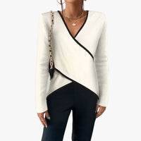 Women's Elegant Knit Wrap Sweater with V Neck